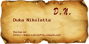 Duka Nikoletta névjegykártya